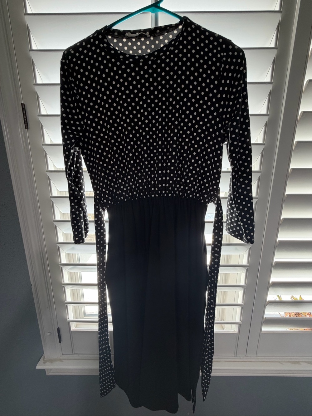 Reborn Black and White Polka Dot Long Sleeve Dress